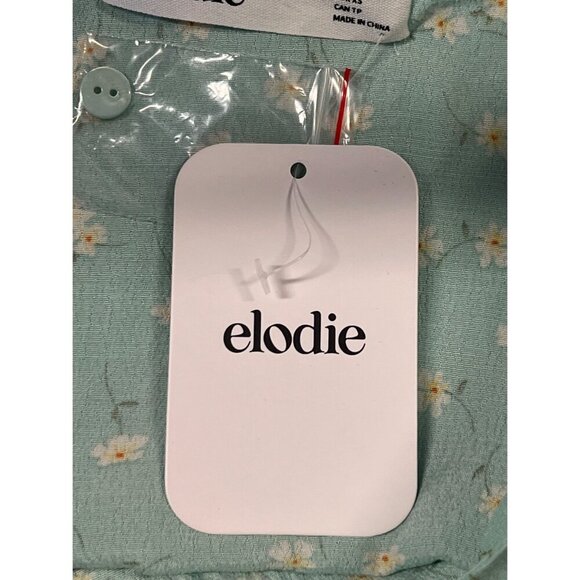Elodie Womens Floral Button Down V-Neck Dress XS Mint Green Viscose/Rayon - Picture 9 of 11